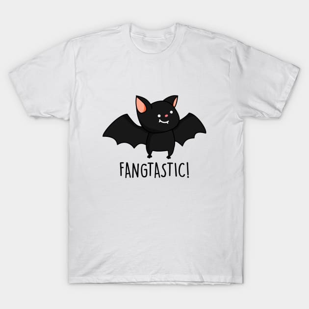 Fangtastic Cute Bat Pun T-Shirt by punnybone